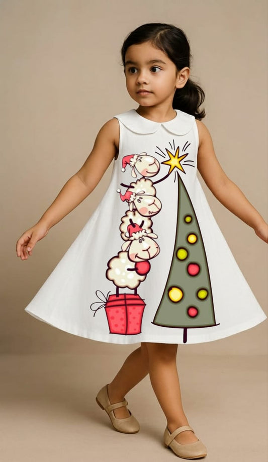 Pre Order: Santa Gift White Dress