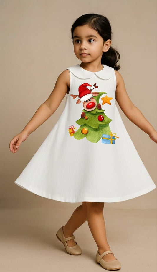 Pre Order: Santa Gift White Dress