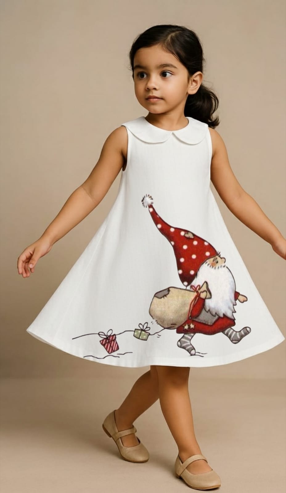Pre Order: Santa With Gifts White Dress
