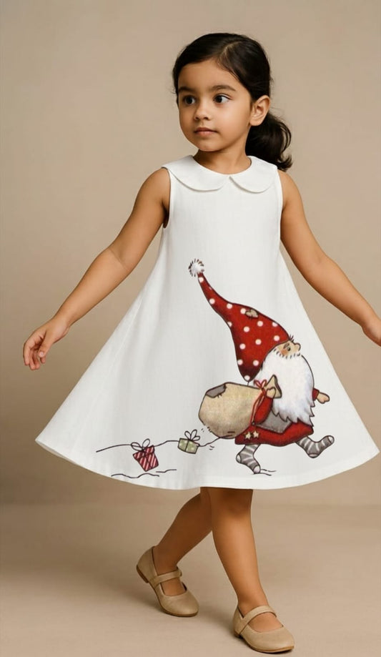 Pre Order: Santa With Gifts White Dress