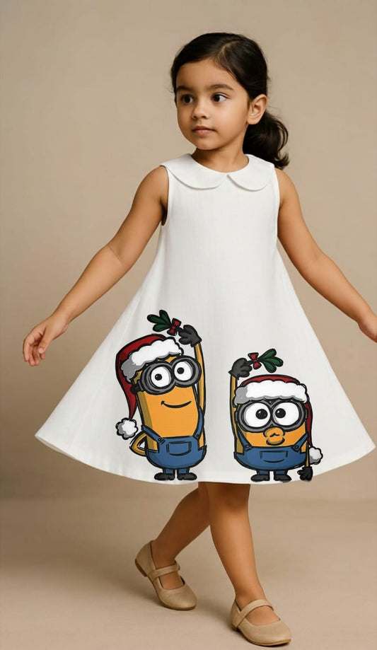 Pre Order:Christmas Minions White Dress