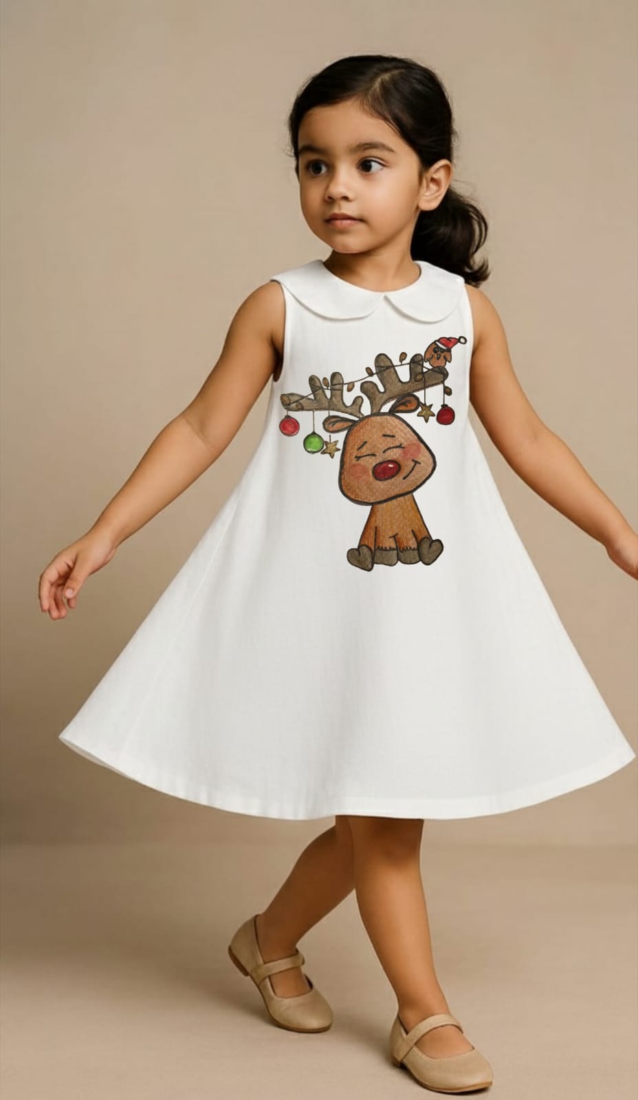 Pre Order: Santa On Gift White Dress