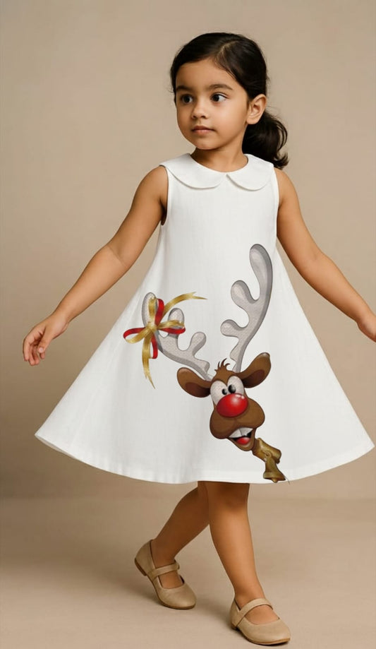 Pre Order: Reindeer White Dress