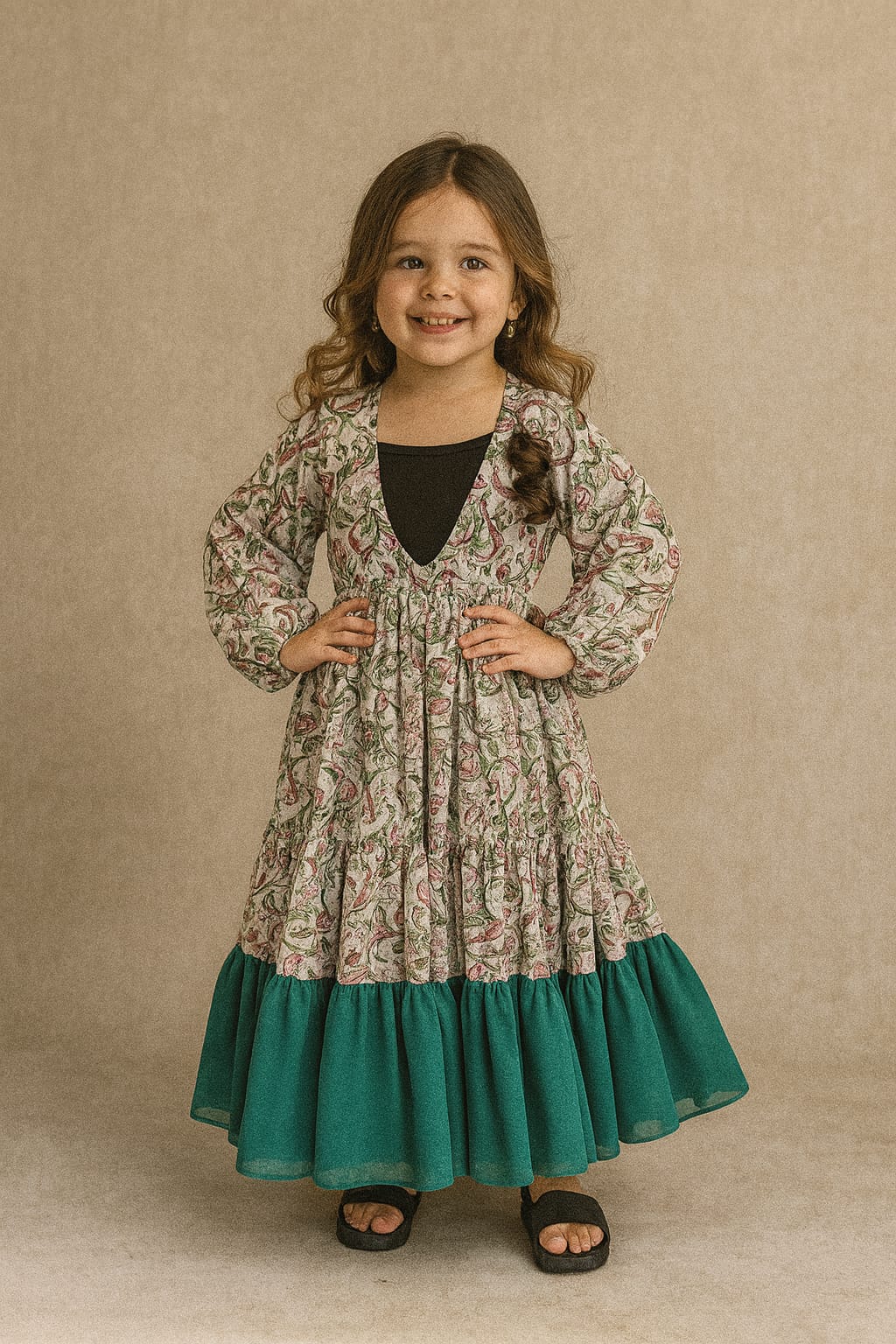 Pre Order:Rama Floral Printed Georgette Flared Shrug