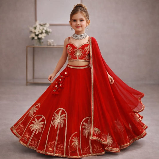 Pre Order: Aarohi Bridal Red Lehenga Set