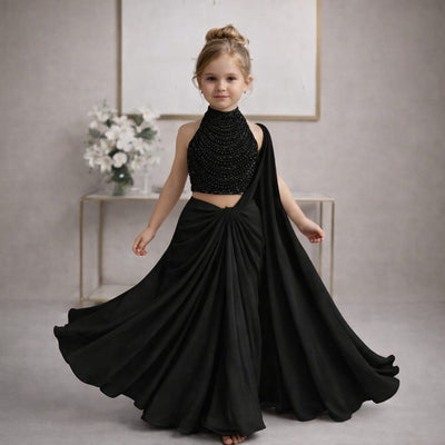 RTD Pre Order: Rajkumari Pearl Black Saree Set