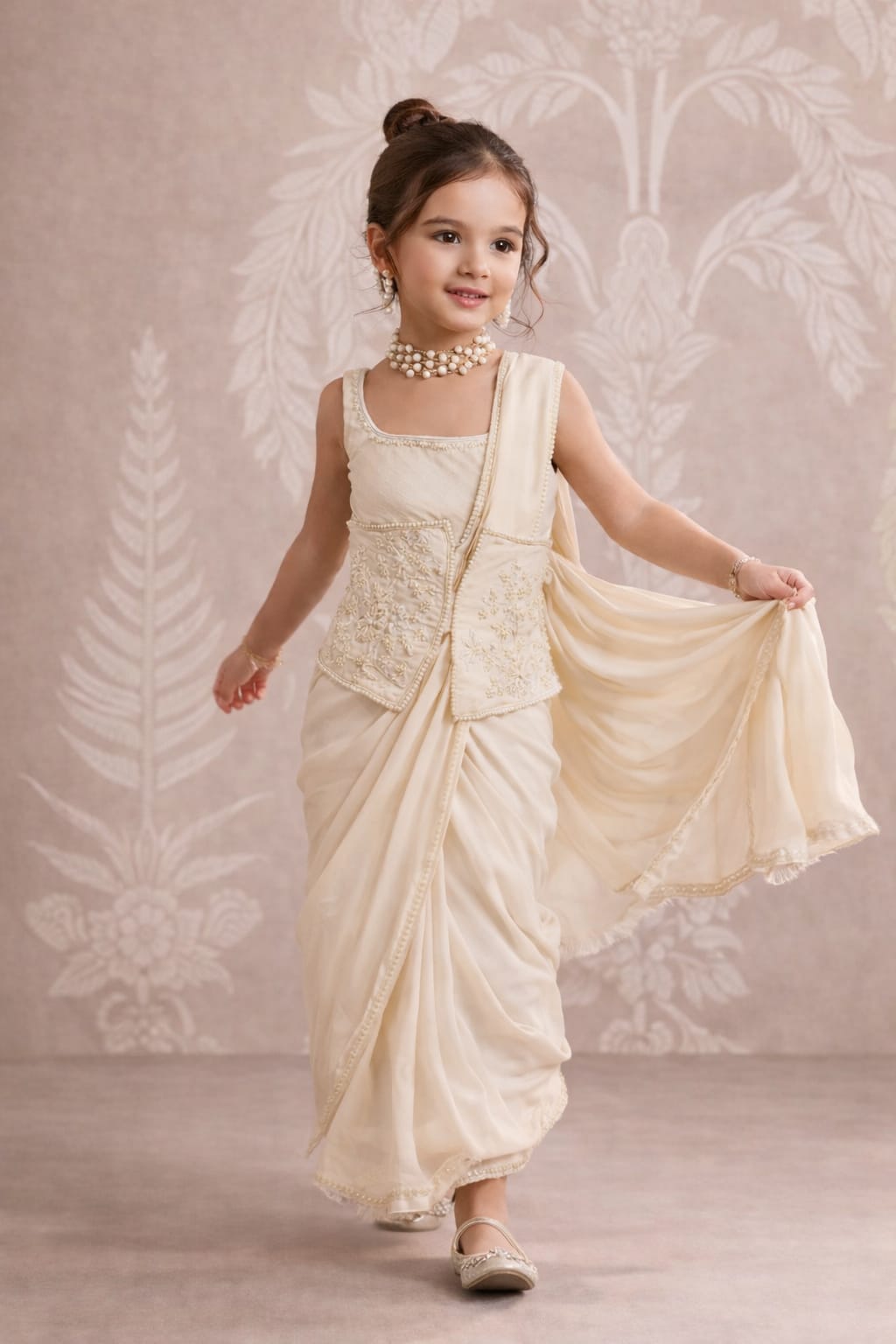Pre Order: Little Maharani Draped Saree Set