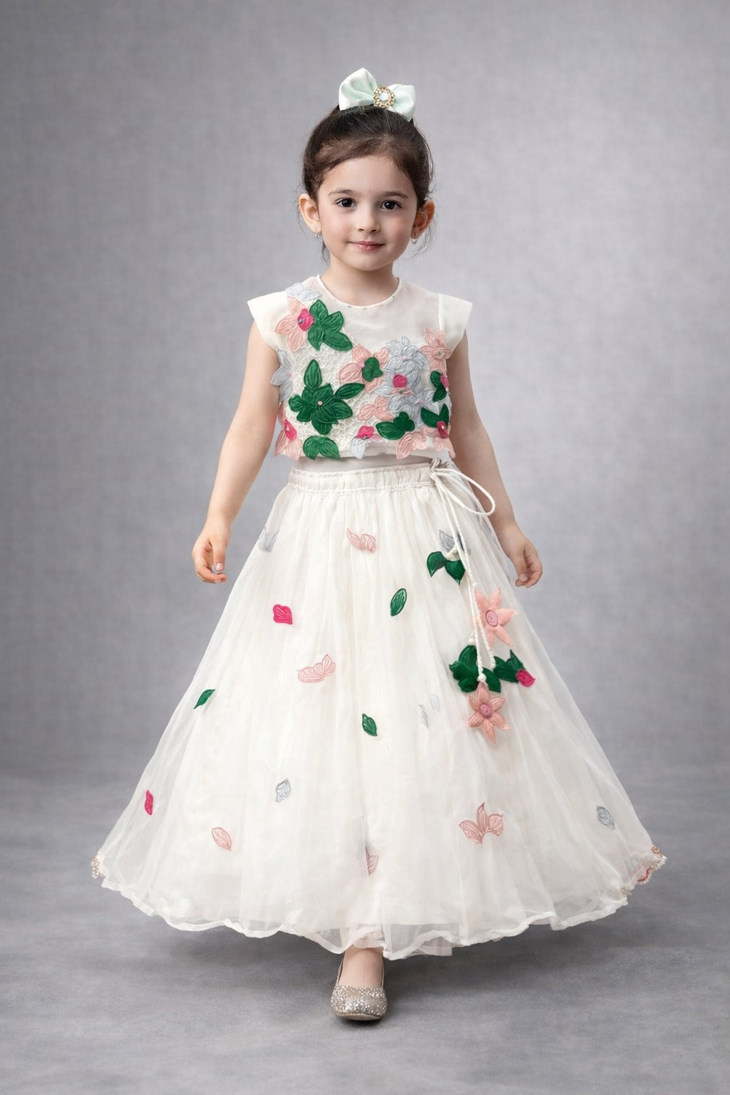 Pre Order: White Blossom Lehenga Set