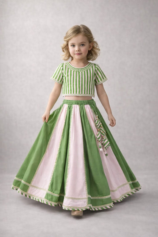 Pre Order: Pista Pink Charm Lehenga Set
