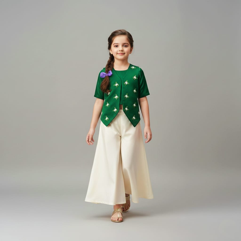 Pre Order: Emerald Bloom Palazzo Set