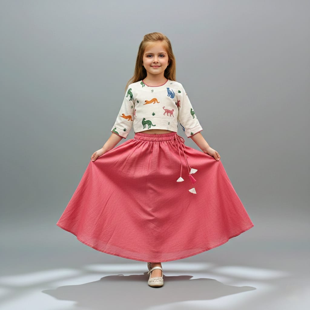 Pre Order:Little Safari Lehenga Set