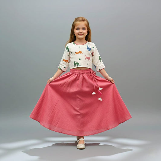 Pre Order:Little Safari Lehenga Set