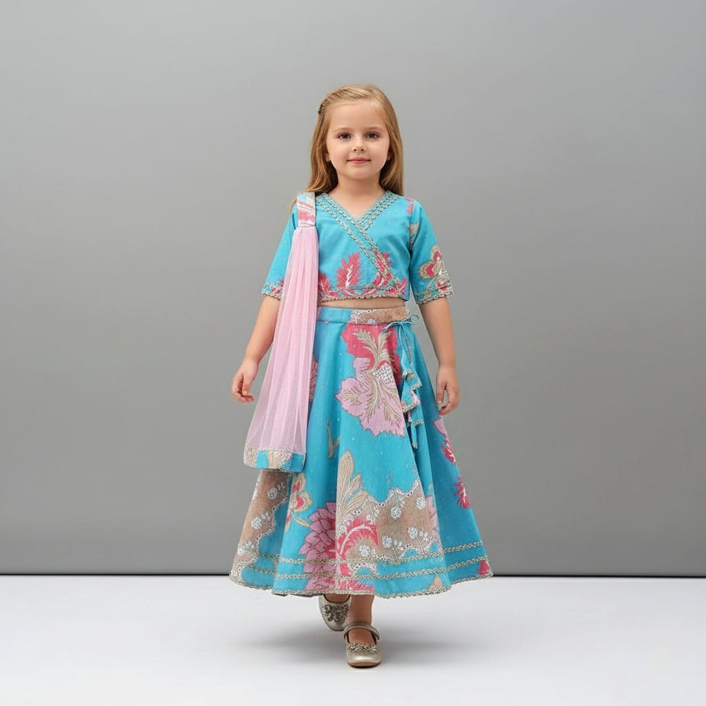 Pre Order: Aqua Blossom Lehenga Set