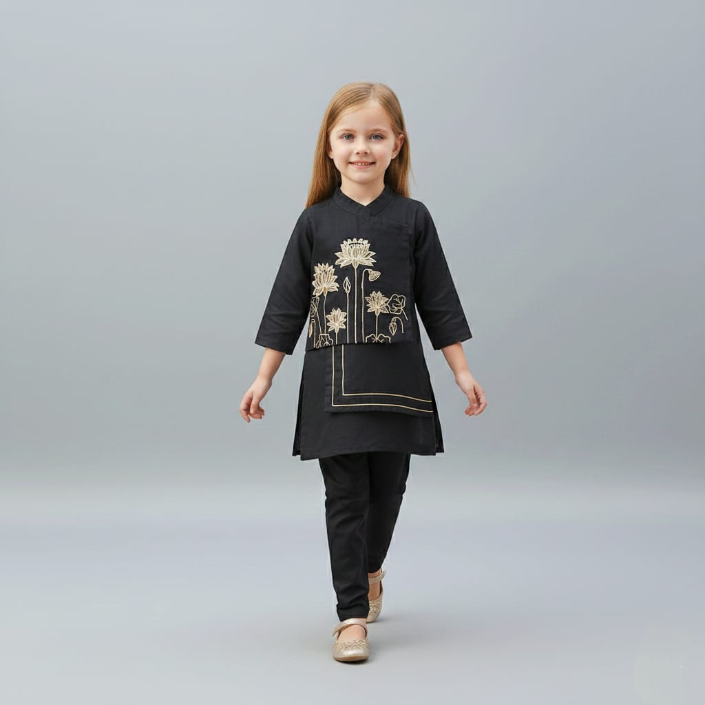 Pre Order: Midnight Lotus Kurta Set