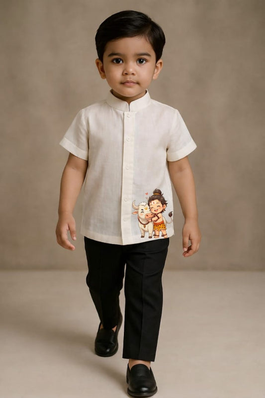 Pre Order: Shiv & Nandi Charm  Hand Painted Coord Set