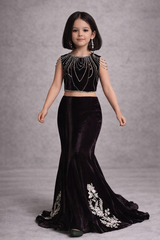 Pre Order: Velvet Princess Royale Lehenga Set
