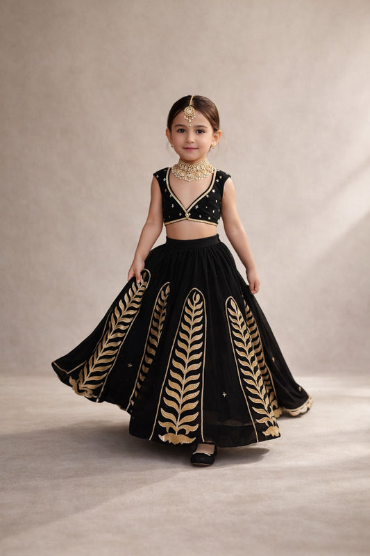 Pre Order: Noir Royal Princess Lehenga Set