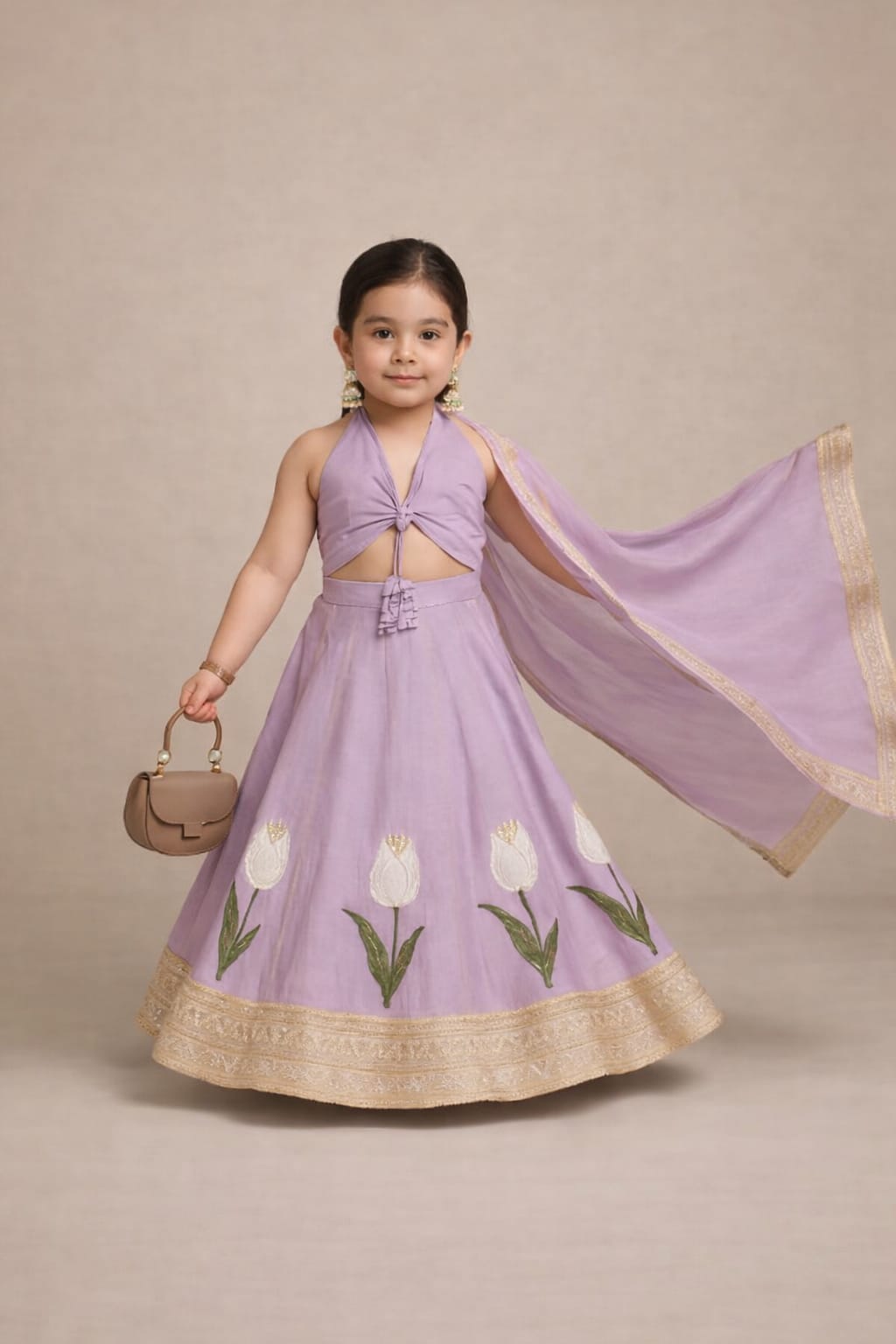Pre Order: Lavender Tulip Blossom Lehenga Set