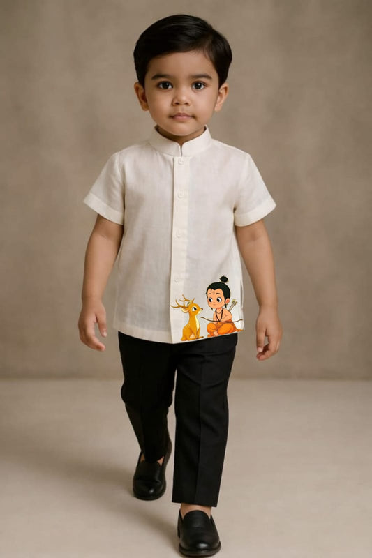 Pre Order:Ayodhya Prince Hand Painted Coord Set