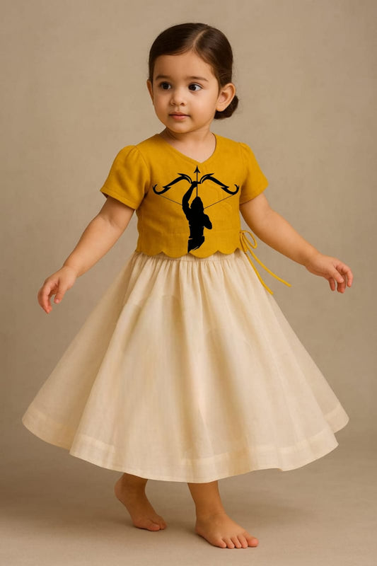 Pre Order: Ram Veer Princess Hand Painted Top With Skirt