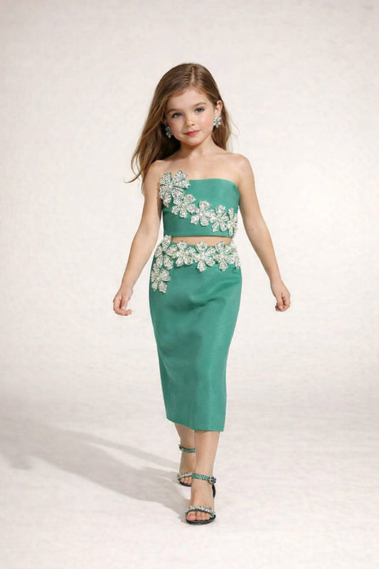 Pre Order: Teal Green Crystal Blossom Set