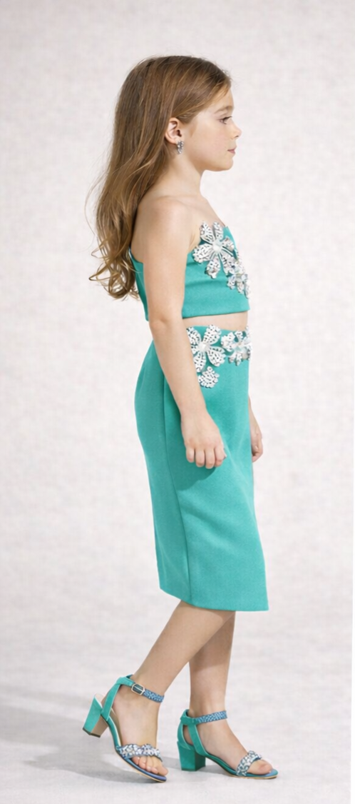 Pre Order: Teal Green Crystal Blossom Set
