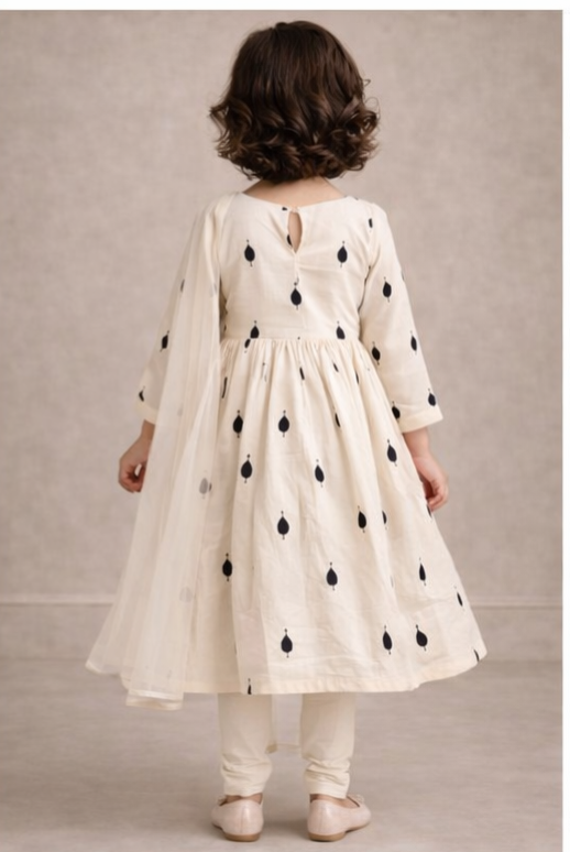 Pre Order: White Twirl Anarkali Set
