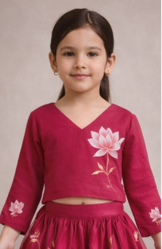 Pre Order: Hot Pink Floral Printed Lehenga Set