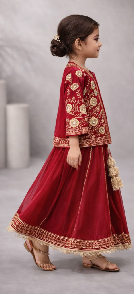 Pre Order: Gulab Rajsi Lehenga Set