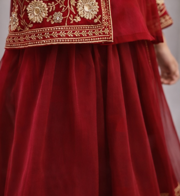 Pre Order: Gulab Rajsi Lehenga Set