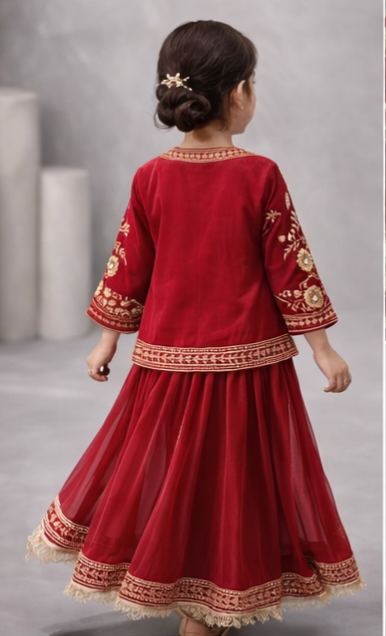 Pre Order: Gulab Rajsi Lehenga Set