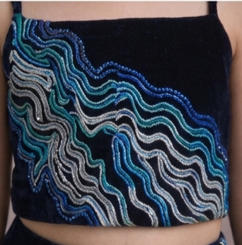 Pre Order:Midnight Ocean Lehenga Set