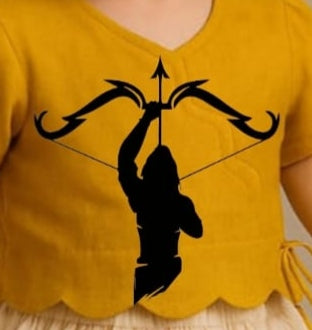 Pre Order: Ram Veer Princess Hand Painted Top With Skirt