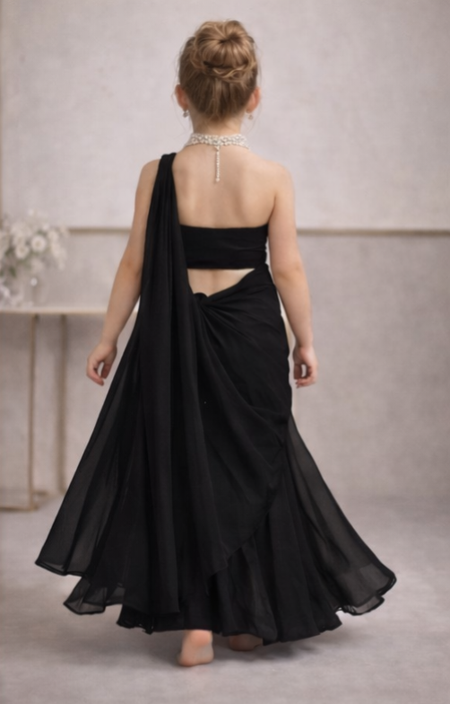 RTD Pre Order: Rajkumari Pearl Black Saree Set