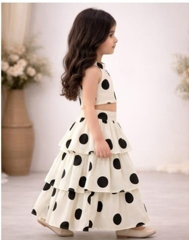 Pre Order: White Noir Polka Lehenga Set