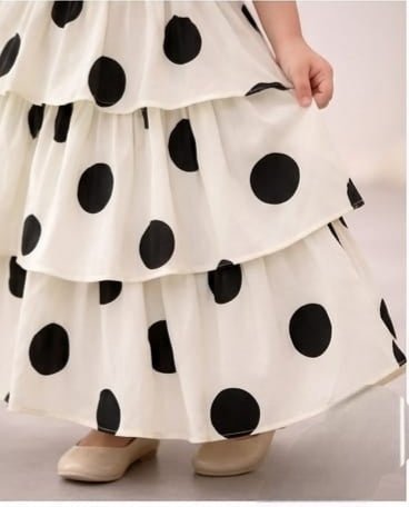 Pre Order: White Noir Polka Lehenga Set