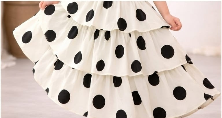Pre Order: White Noir Polka Lehenga Set