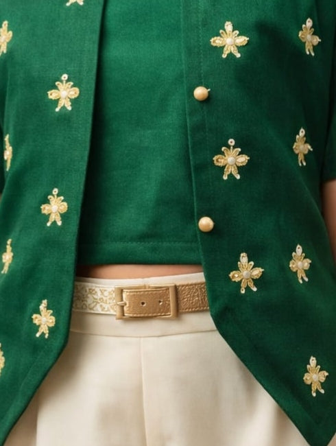 Pre Order: Emerald Bloom Palazzo Set