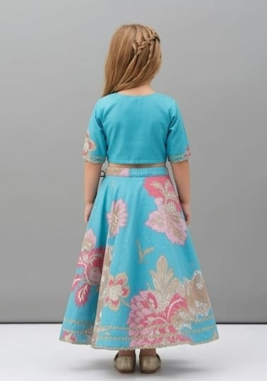 Pre Order: Aqua Blossom Lehenga Set