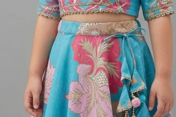 Pre Order: Aqua Blossom Lehenga Set