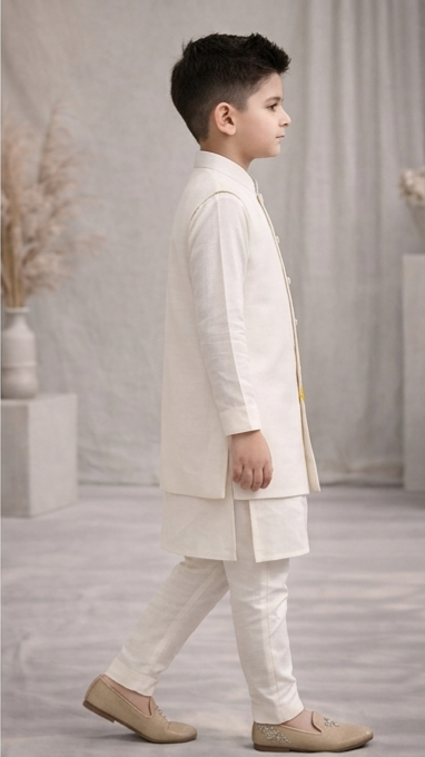 Pre Order: Sunshine bloom White Kurta Set With Jacket