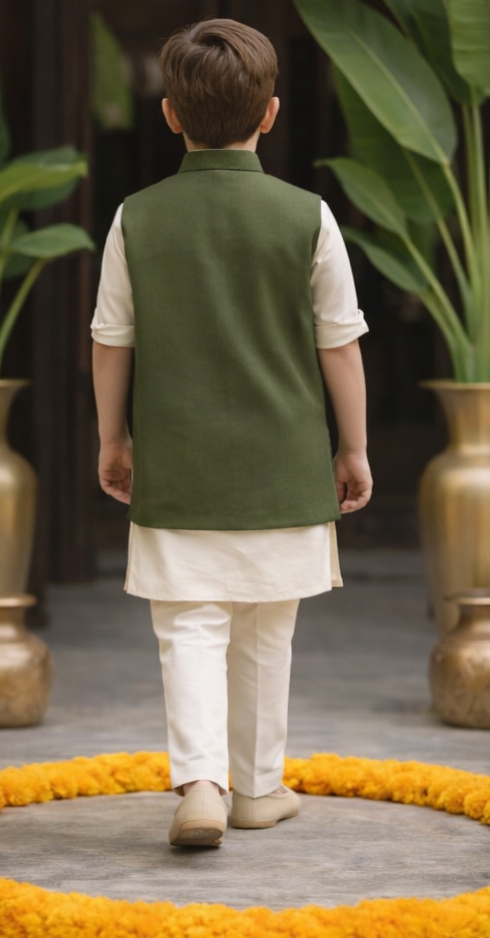 Pre Order:  Heritage Palm Kurta Set With Jacket