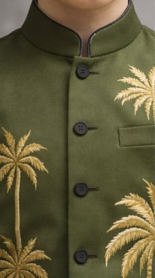 Pre Order:  Heritage Palm Kurta Set With Jacket