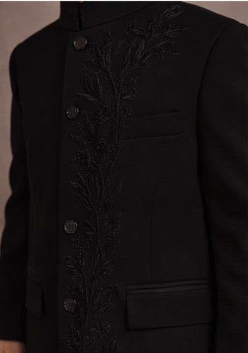 Pre Order:Black Luxe Sherwani And Pant
