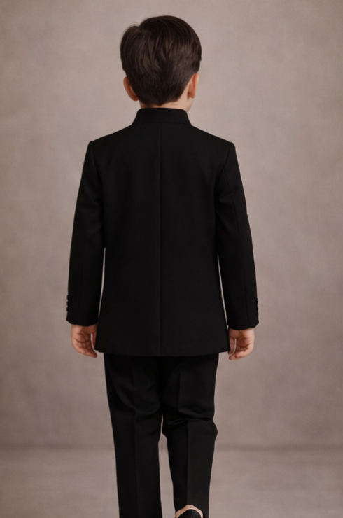 Pre Order: Classic Noir Embroidered Sherwani And Pant