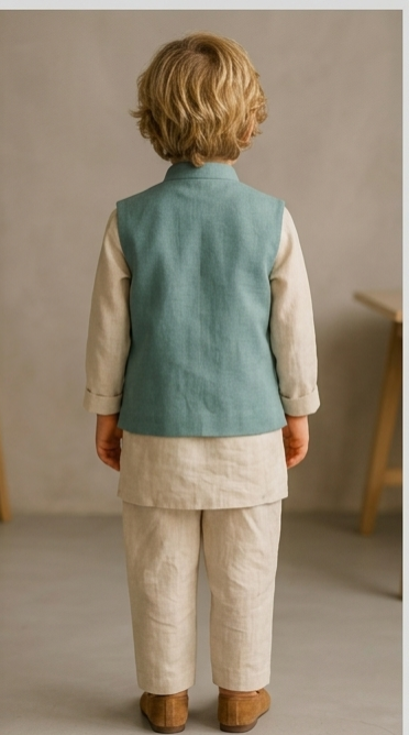 Pre Order: Little Sailor Embroidered Sherwani And Pant