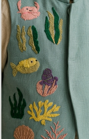 Pre Order: Little Sailor Embroidered Sherwani And Pant