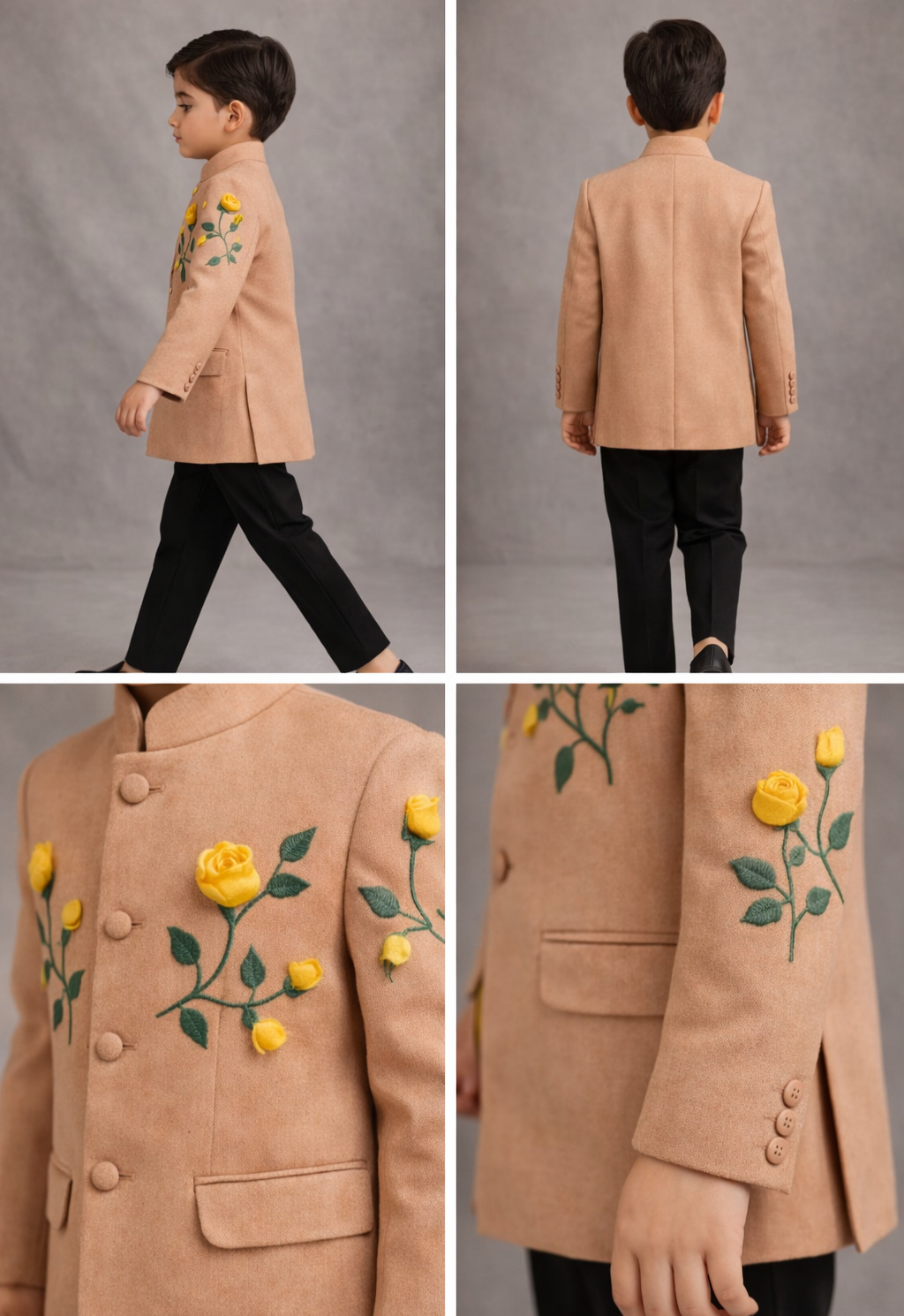 Pre Order: Golden Rose Embroidered Sherwani And Pant