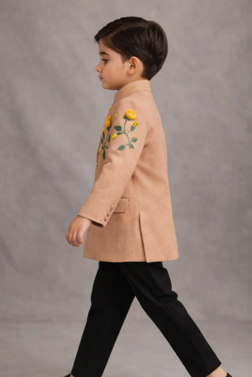 Pre Order: Golden Rose Embroidered Sherwani And Pant