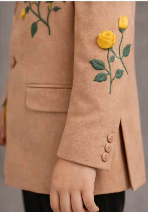 Pre Order: Golden Rose Embroidered Sherwani And Pant